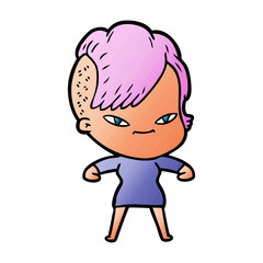 cute cartoon girl with hipster haircut
