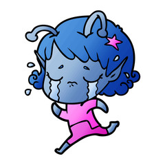 Fototapeta premium cartoon crying alien girl