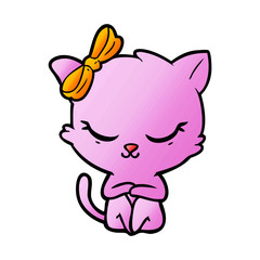 cute cartoon cat with bow