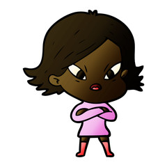 cartoon stressed woman