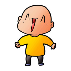 happy cartoon bald man