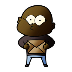 cartoon bald man staring