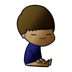 cartoon smug boy sitting
