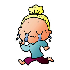 cartoon crying old lady