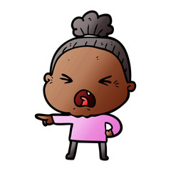 cartoon angry old woman