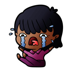 cartoon girl crying