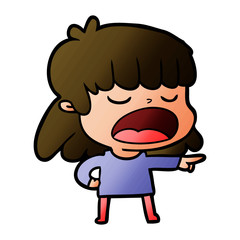 cartoon woman talking loudly
