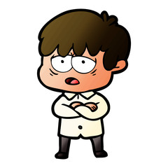 cartoon exhausted boy