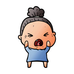 cartoon angry old woman