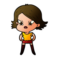 cartoon stressed woman