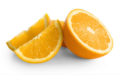 Oranges arranged and isolated on a white background