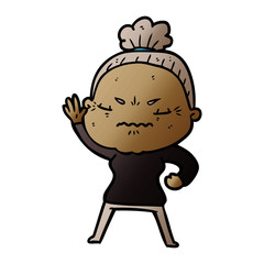 cartoon annoyed old lady