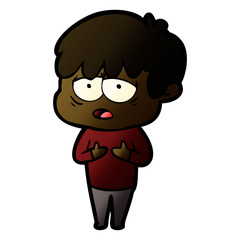 cartoon exhausted boy