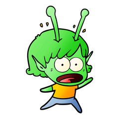 cartoon shocked alien girl