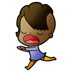 cartoon cool hipster girl talking