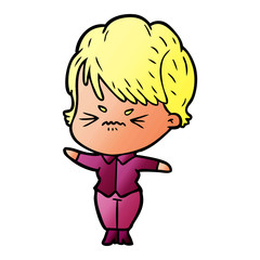 cartoon frustrated woman