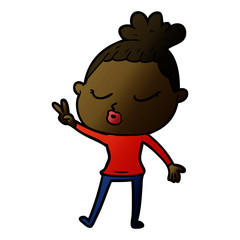 cartoon calm woman