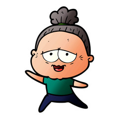cartoon happy old lady
