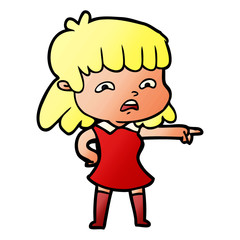 cartoon worried woman