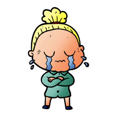 cartoon crying old lady