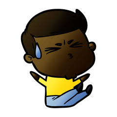 cartoon man sweating