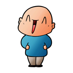 happy cartoon bald man