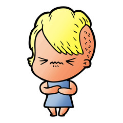 cartoon annoyed hipster girl