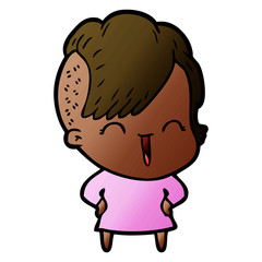 cartoon happy hipster girl