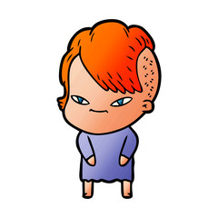 cute cartoon girl with hipster haircut
