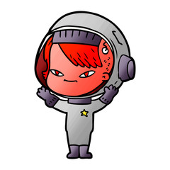 cartoon astronaut woman