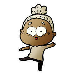 cartoon happy old woman