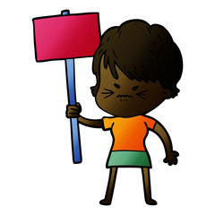 cartoon frustrated woman