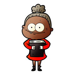 cartoon happy old woman