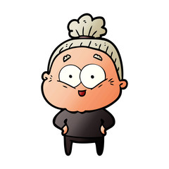 cartoon happy old woman