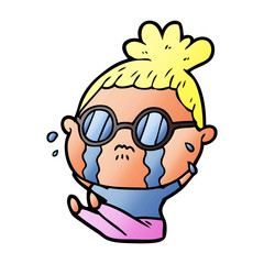 Fototapeta premium cartoon crying woman wearing spectacles