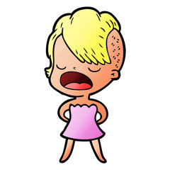 cartoon cool hipster girl talking