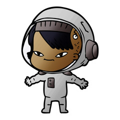 cartoon astronaut woman