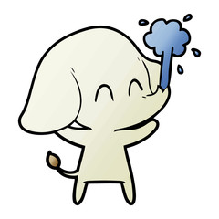 cute cartoon elephant spouting water