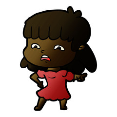 cartoon worried woman