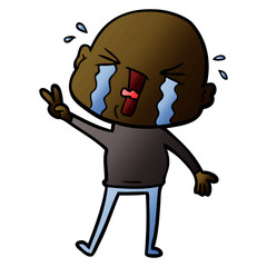 cartoon crying bald man