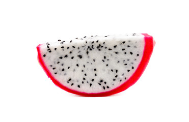 Dragon fruit slices on white background