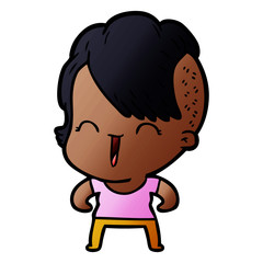 cartoon happy hipster girl