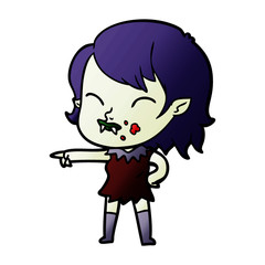 cartoon vampire girl with blood on cheek
