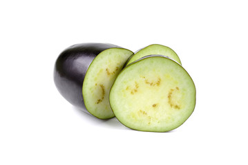 sliced eggplant isolated on white