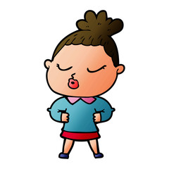 cartoon calm woman