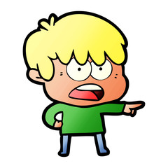 worried cartoon boy