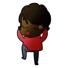 cartoon woman with eyes shut