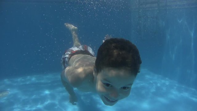 Little boy diving in Swimming Pool -Slow Motion- For videos about: swimming, pools, summer fun, vacation, getaways, underwater footage, kids, beating the heat, and exercise. 