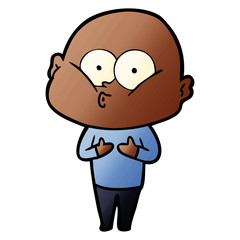 cartoon bald man staring