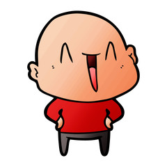 happy cartoon bald man